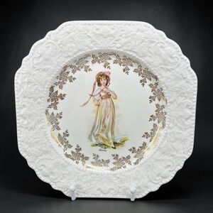 Lord Nelson Pottery England Pinkie Lawrence Decorative Plate Gold Floral 8in